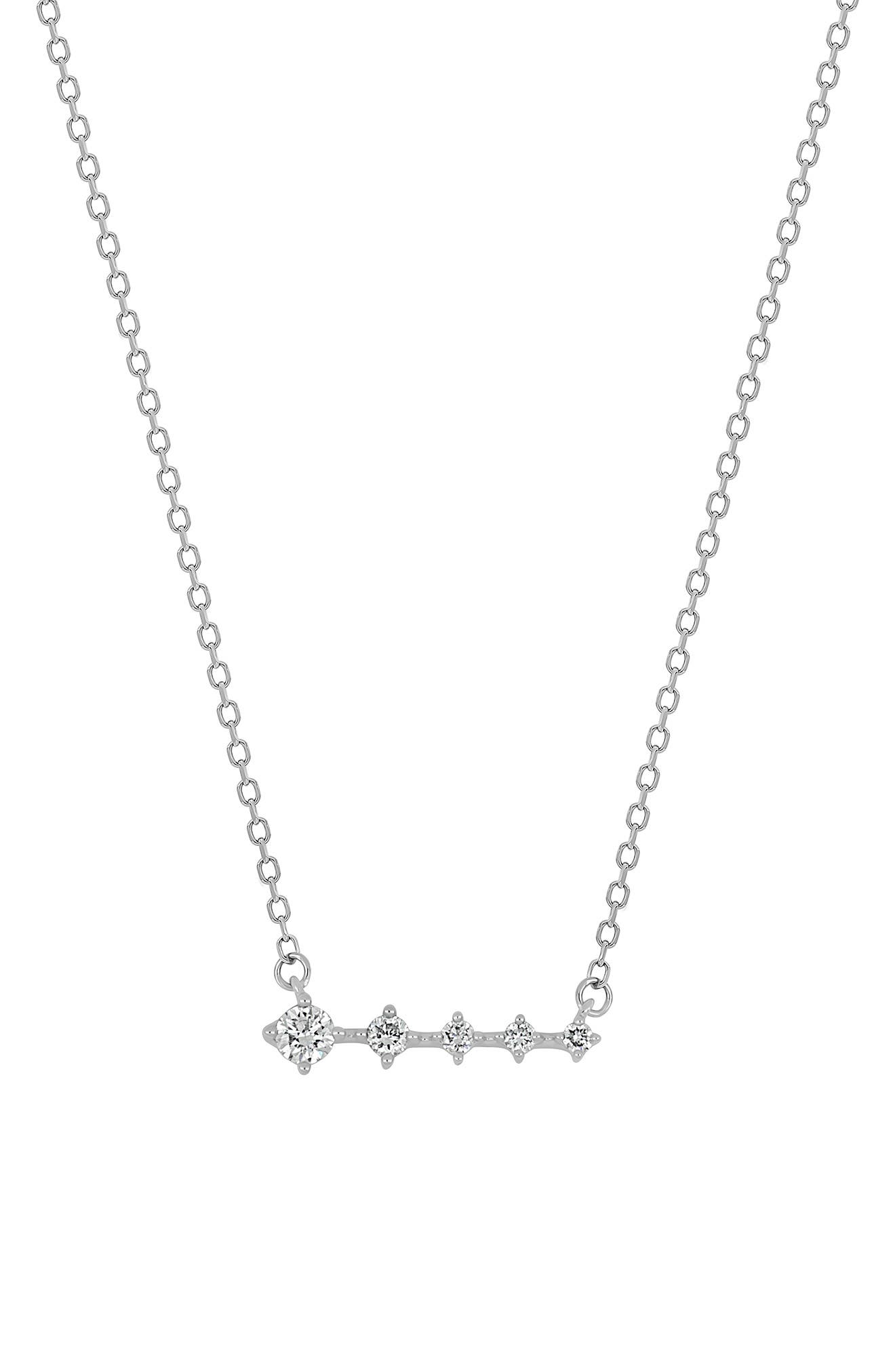 Bony Levy Audrey 18K White Gold Graduated Diamond Bar Pendant Necklace