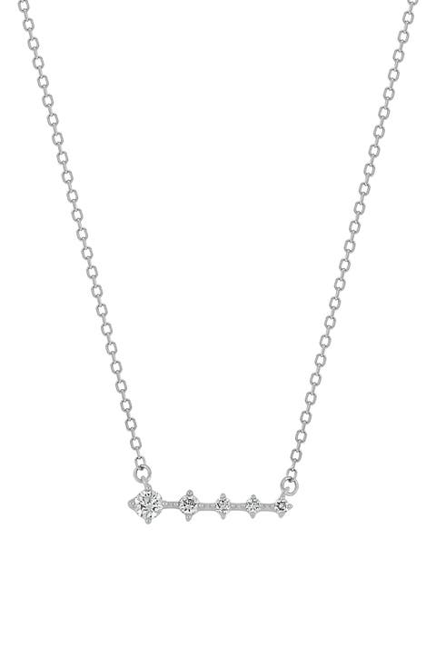 Audrey 18K White Gold Graduated Diamond Bar Pendant Necklace