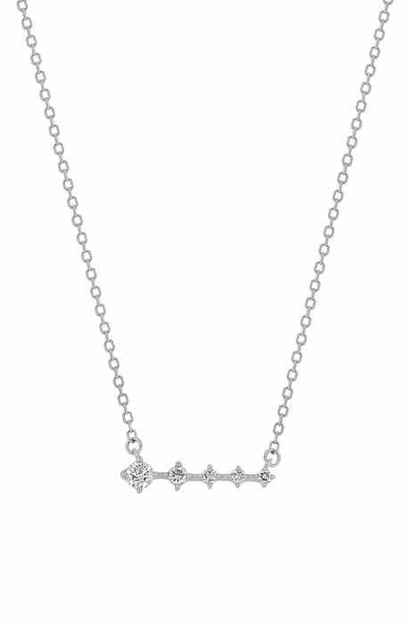 Bony Levy Audrey 18K White Gold Graduated Diamond Bar Pendant Necklace