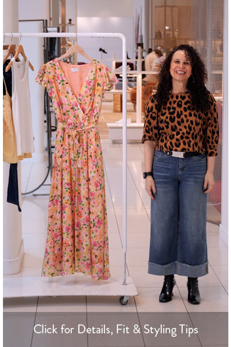 Floral Flutter Sleeve Tie Belt Maxi Dress video