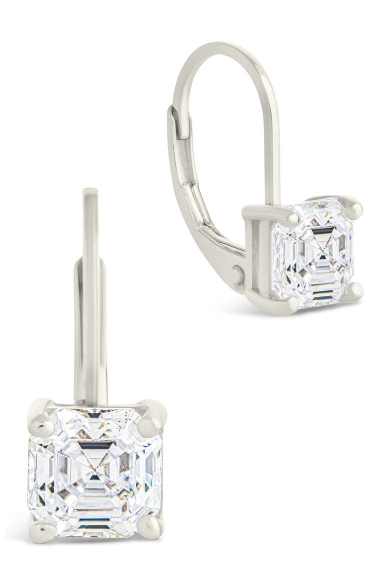Princess Cut Cubic Zirconia Lever-Back Earrings, Main, color, SILVER