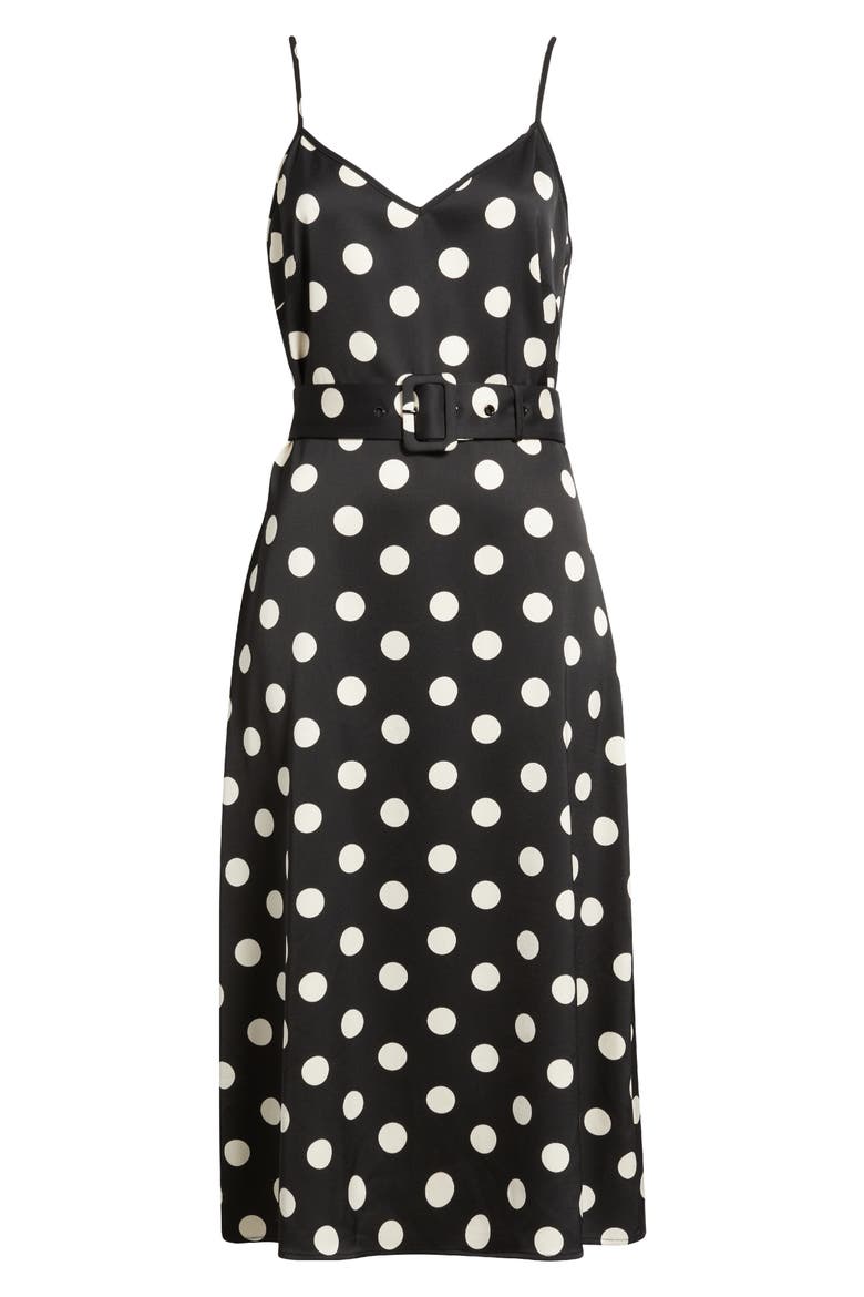 Dot Belted Sleeveless Midi Dress, Alternate, color, POLKA DOT