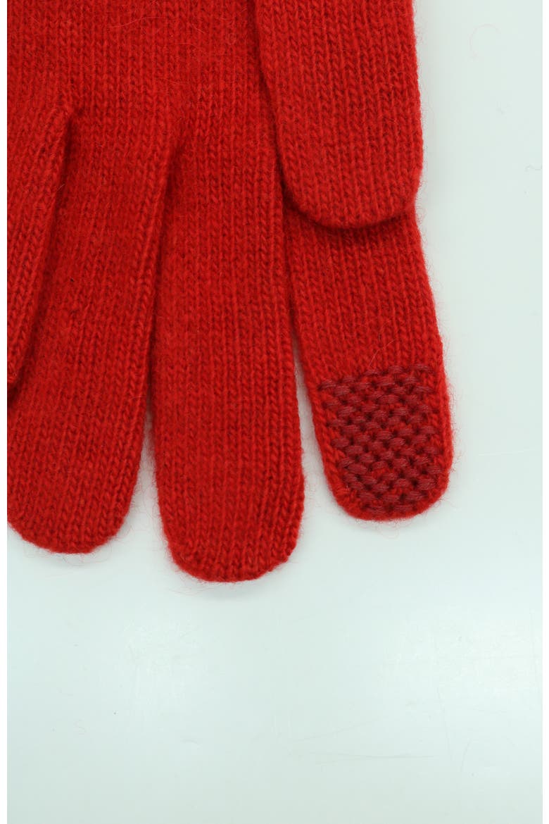 Cashmere tech gloves with leather fringes, Alternate, color, FIRE RED