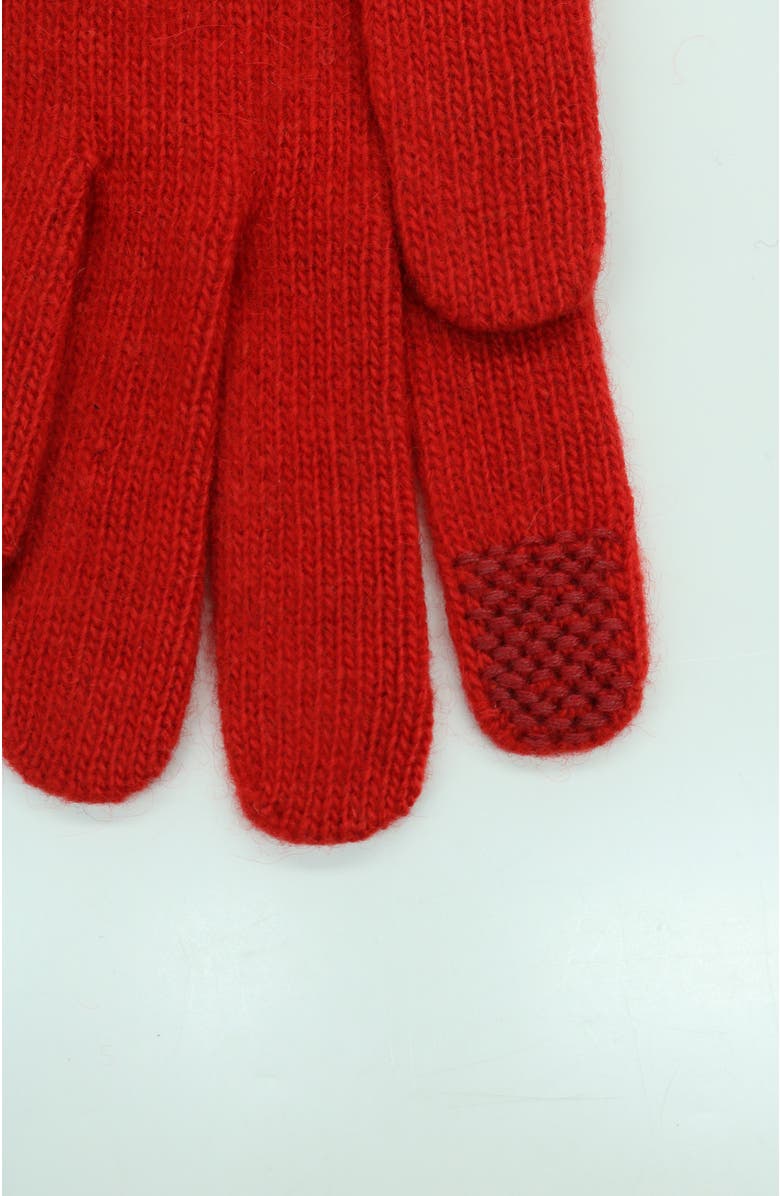 Portolano Cashmere tech gloves with leather fringes, Alternate, color, Fire Red