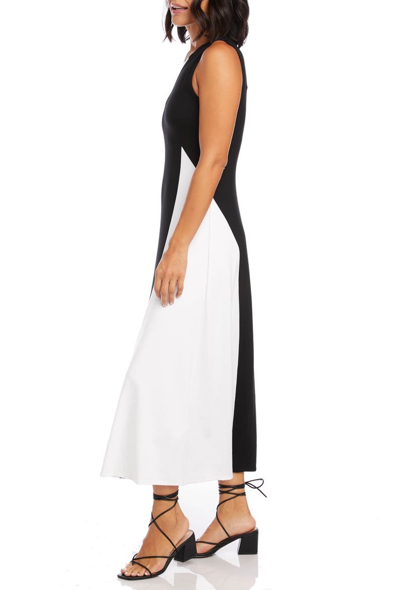 Sleeveless Colorblock Midi Dress, Alternate, color, BLACK WITH WHITE