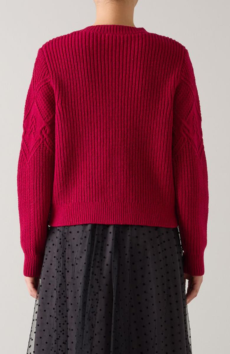 LK Bennett Orla Pointelle Cardigan, Alternate, color, Red