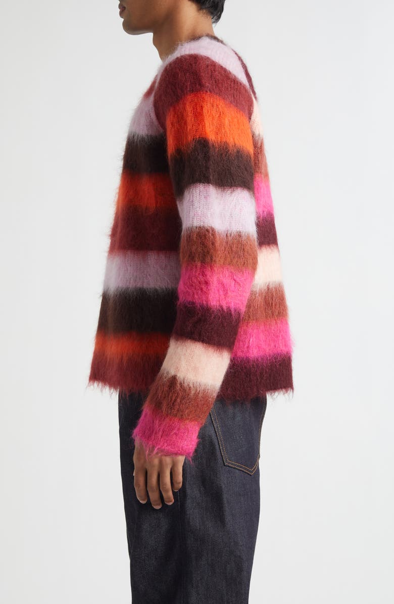 Waste Yarn Project Nils Brushed Stripe One of a Kind Raglan Sleeve Sweater, Alternate, color, Pink/ Red