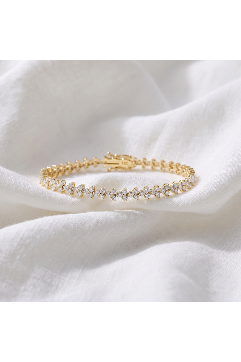 4.25Ct Diamond Olivetta Tennis Bracelet 14k Gold Lab Grown 7", Alternate, color, 14k Yellow Gold