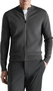MANGO Comfort Stretch Crewneck Zip Cardigan