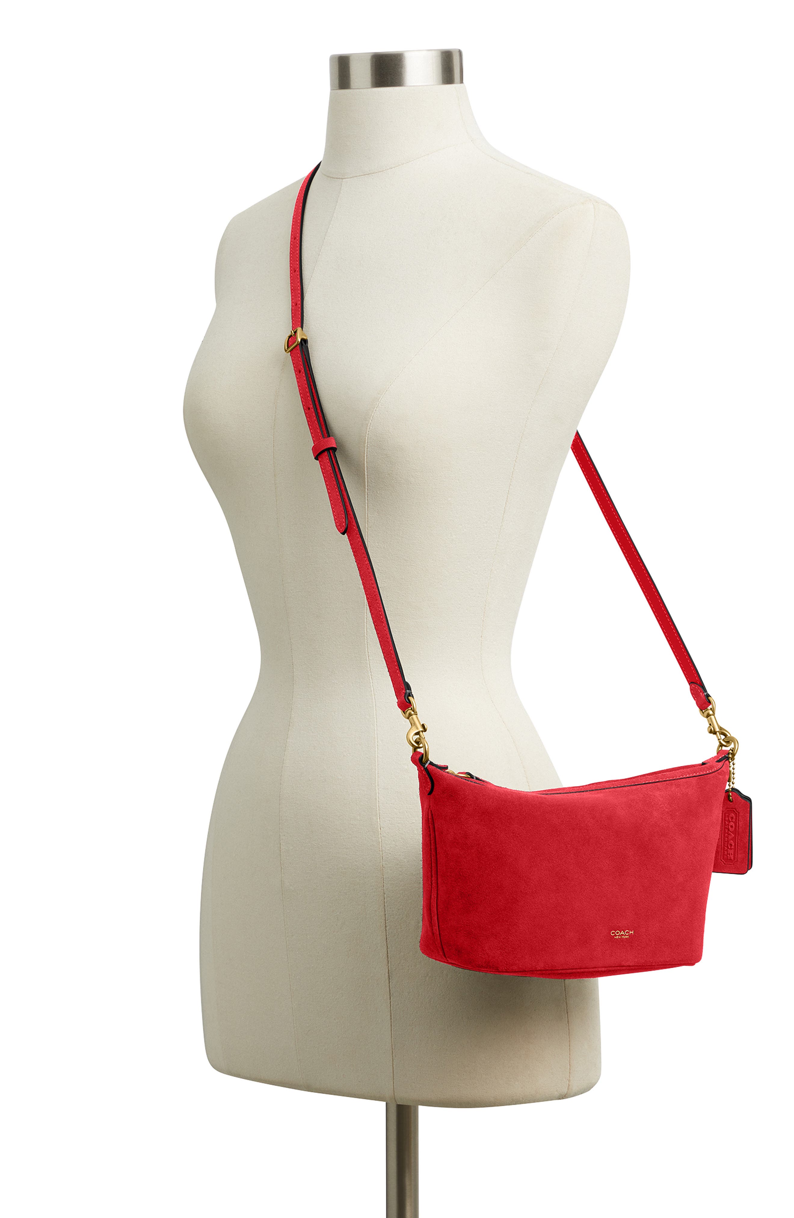 Demi Suede Shoulder Bag, Alternate, color, B4/ CANDY APPLE