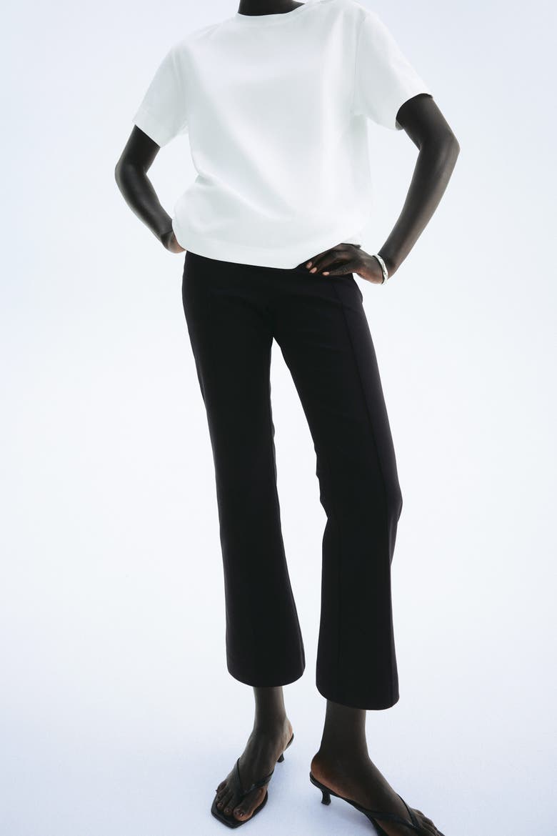Flared Crease-front Trousers, Alternate, color, Black