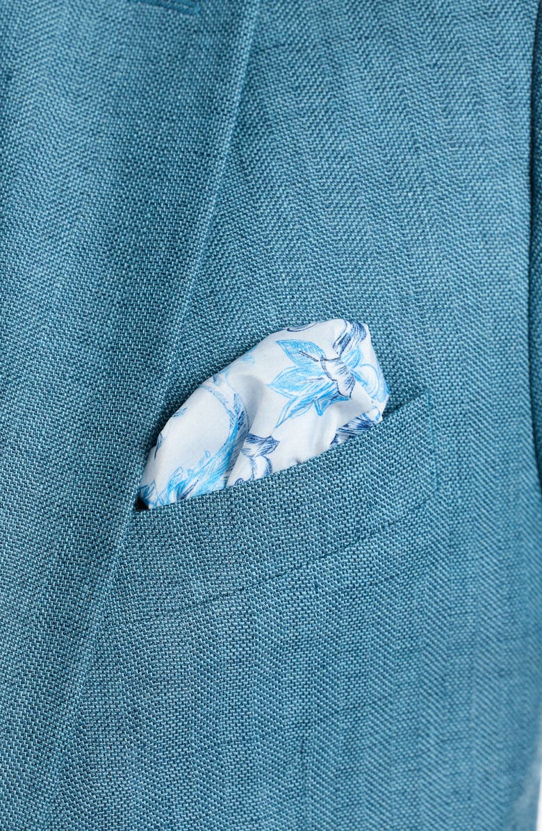 Robert Graham Fawler Tailored Fit Teal Blue Linen & Wool Herringbone Sport Coat, Alternate, color, Light Blue