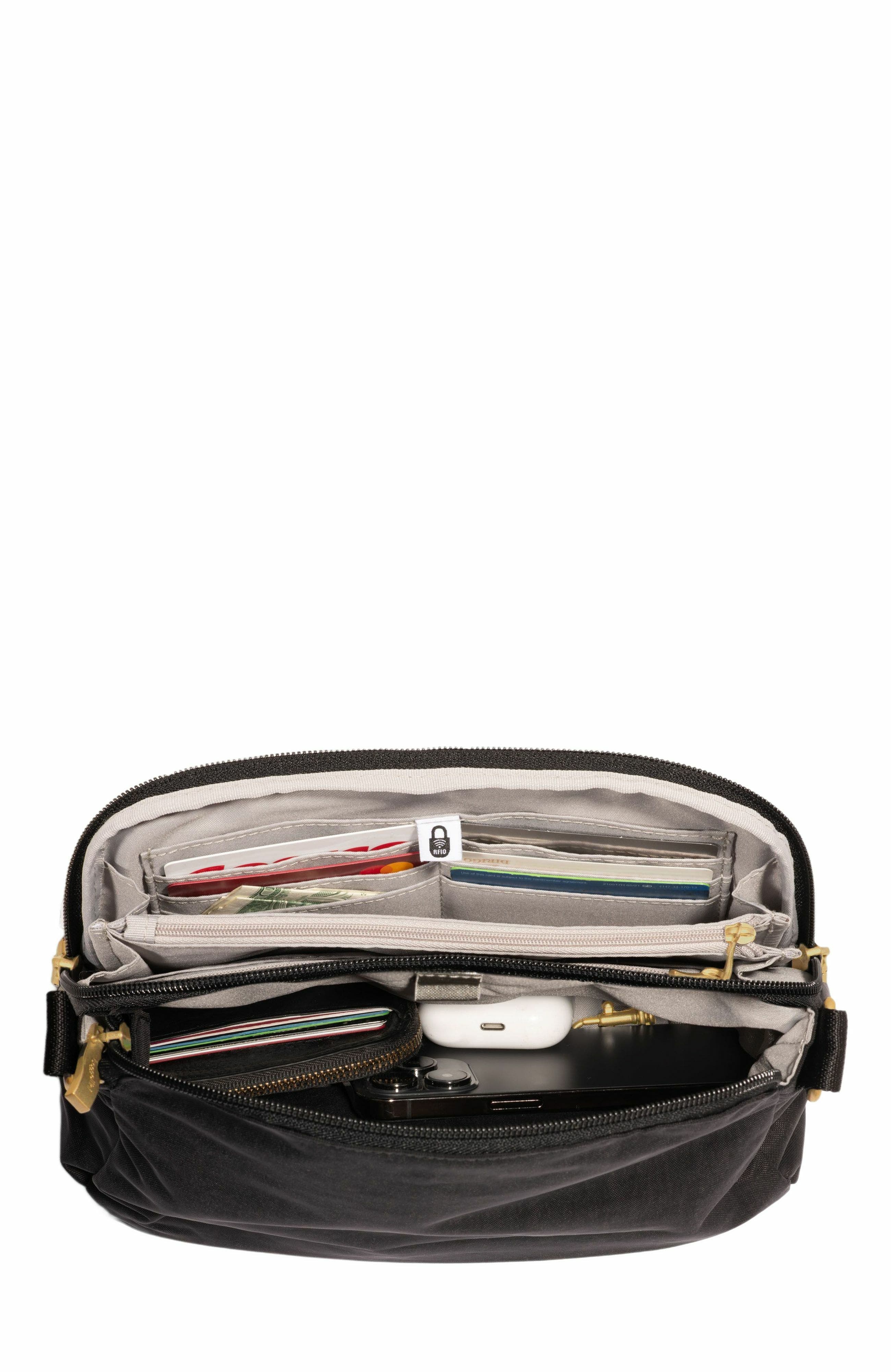 BAGGALLINI Coastal Flip Lock Crossbody Bag, Alternate, color, Black With Gold Hardware