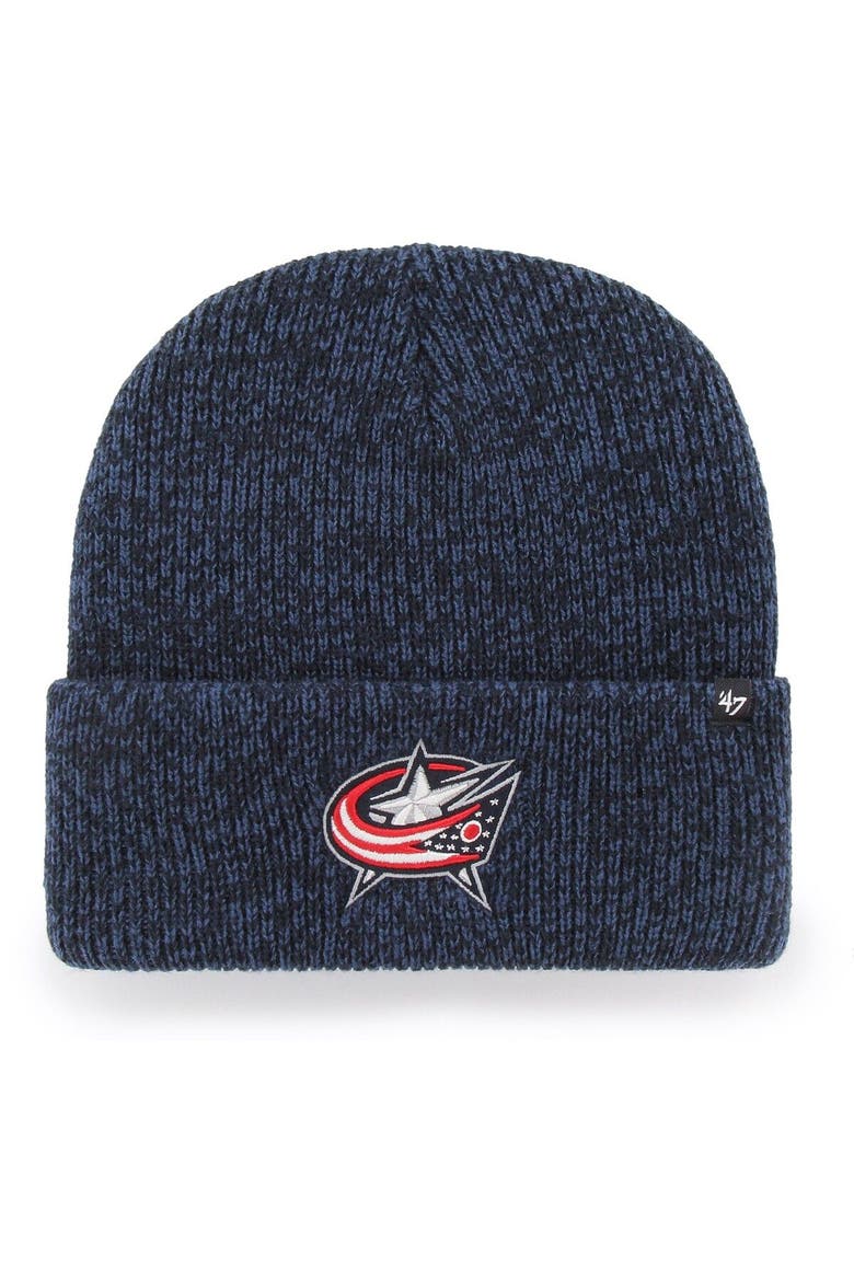 Men's '47 Navy Columbus Blue Jackets Brain Freeze Cuffed Knit Hat, Main, color, Navy