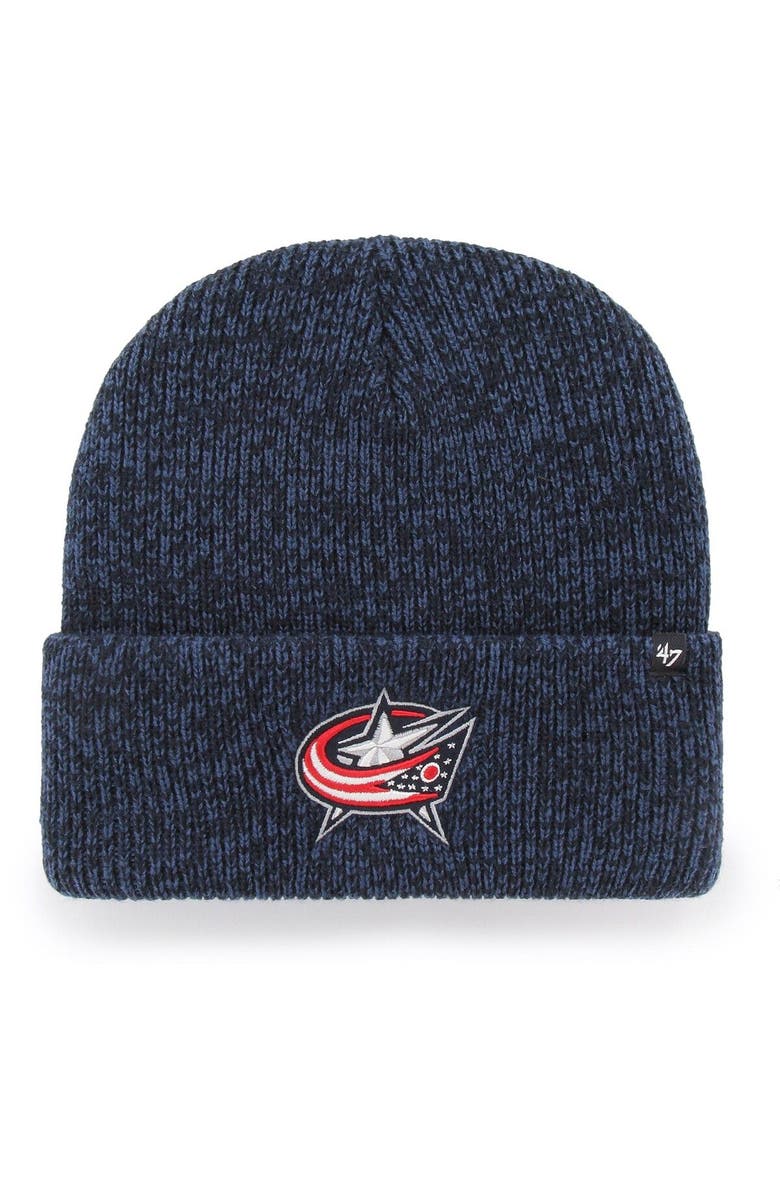 '47 Men's '47 Navy Columbus Blue Jackets Brain Freeze Cuffed Knit Hat, Main, color, Navy