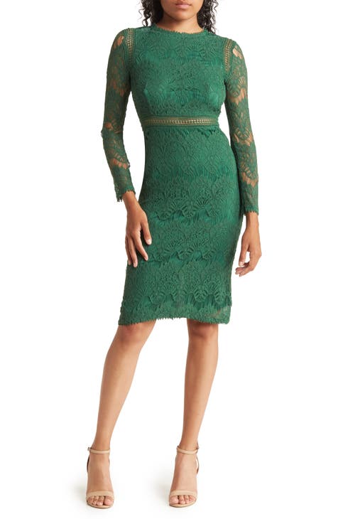 Lace Long Sleeve Midi Dress