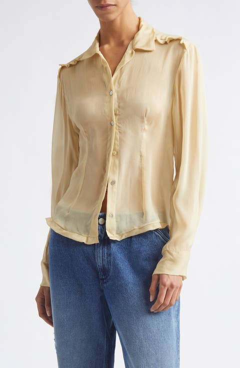 Eralda Sheer Silk Button-Up Shirt