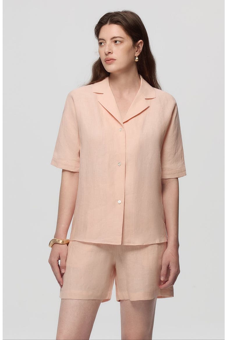 Hemp Pull-on Shorts, Alternate, color, Peach