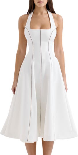 【LOULOUSEOUL】Dot Halter Dress (White) HOUSE OF CB Loulou Halter Dress | Nordstrom