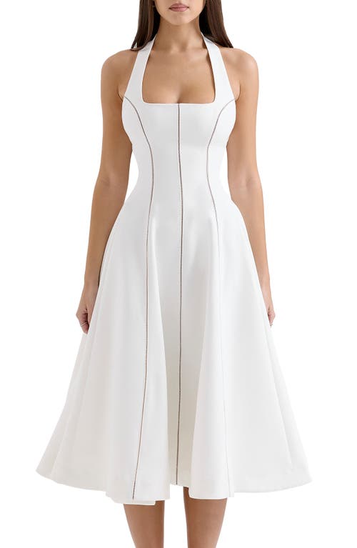 House Of Cb Loulou Halter Dress In Ivory