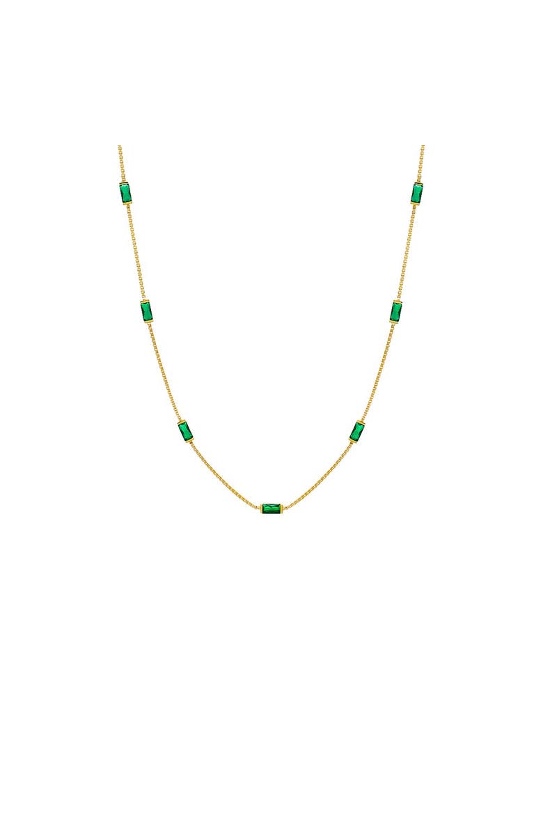 BY ADINA EDEN Multi Emerald Green CZ Baguette Necklace, Main, color,