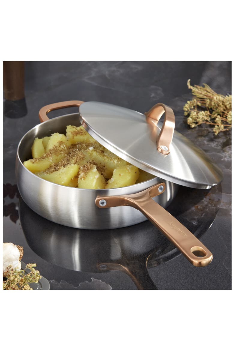 Belly Tri-Ply Stainless Steel 3-Quart Sauté Pan with Lid, Alternate, color, WARM BLUSH