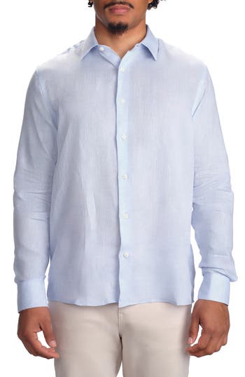 Studio Garnet Los Angeles Linen Long Sleeve Button-down Shirt In Lake