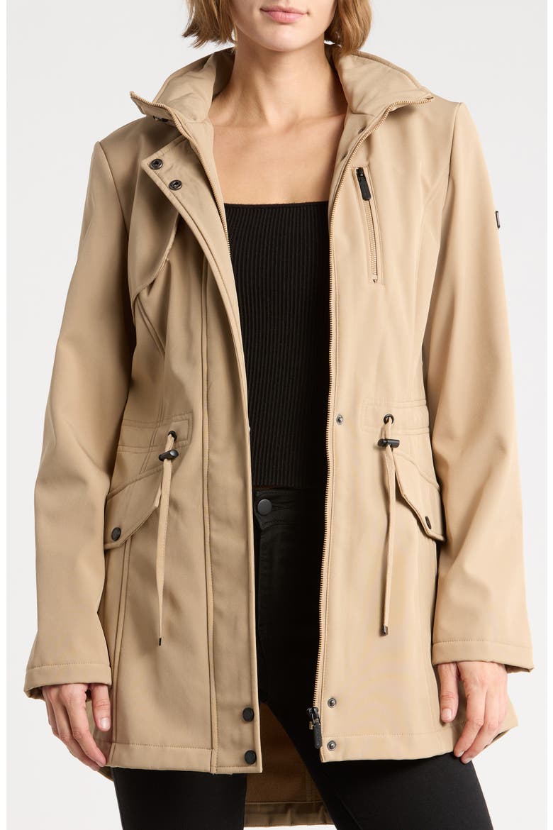 Cinched Waist Softshell Anorak, Main, color, SAND