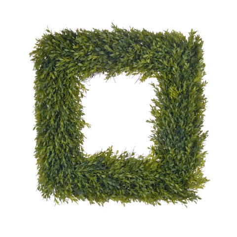 Tea Leaf Boxwood Square Wreath