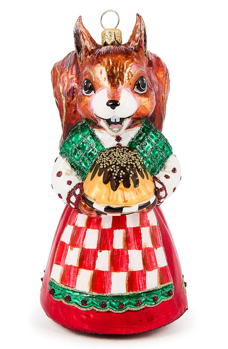 MACKENZIE CHILDS Check it Out Squirrel Glass Ornament, Alternate, color, 