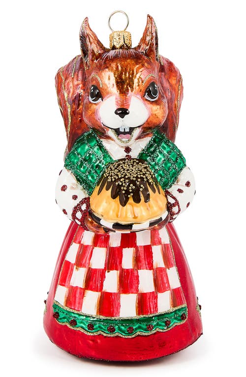 Mackenzie-childs Mackenzie Childs Check It Out Squirrel Glass Ornament In Multi