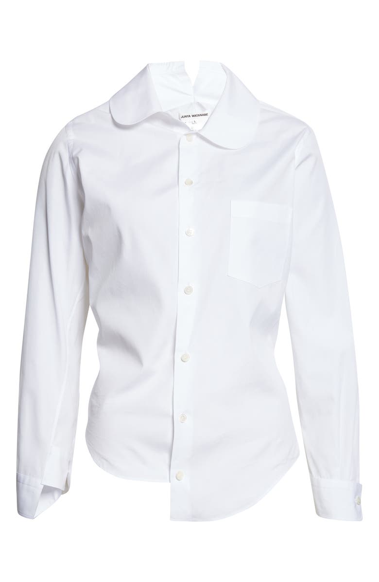 Junya Watanabe Asymmetric Cotton Broadcloth Button-Up Shirt, Alternate, color, White