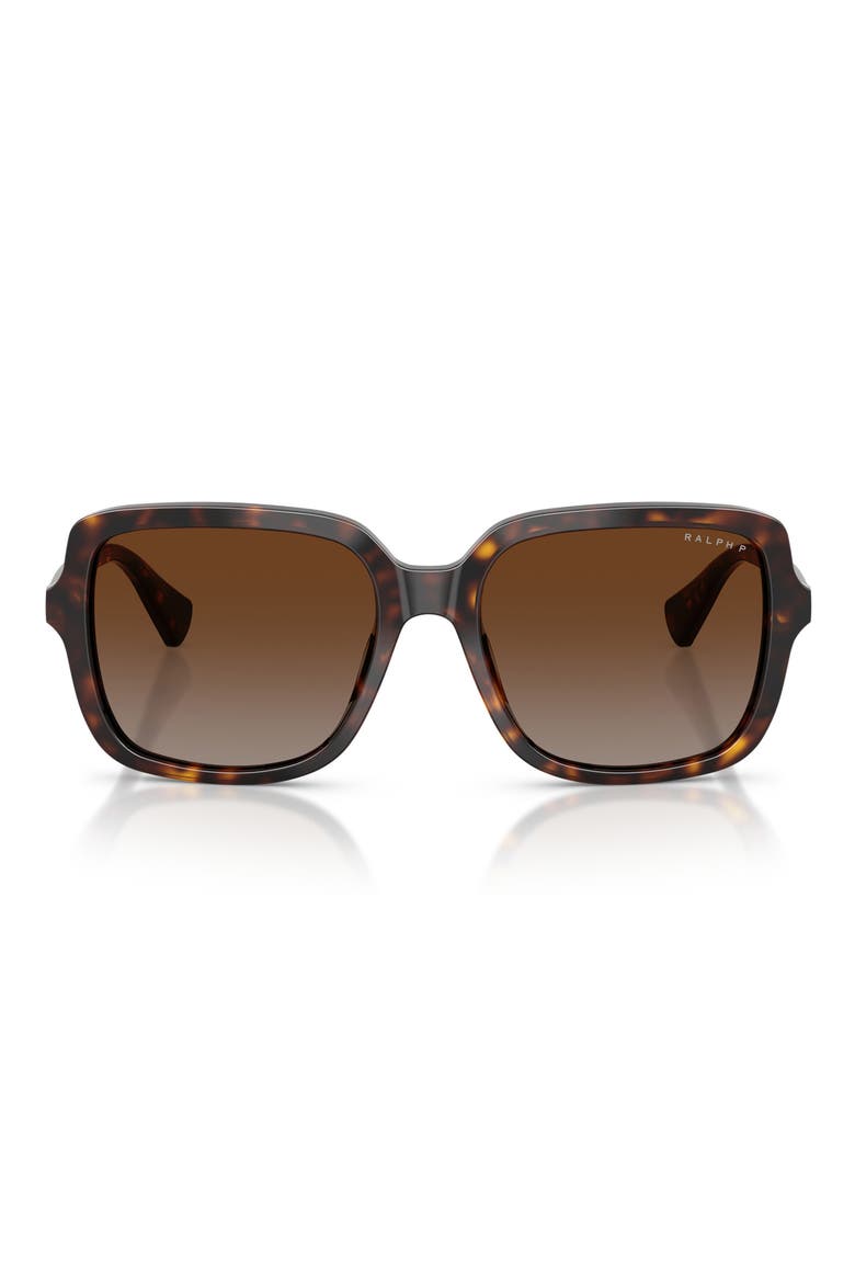56mm Polarized Square Sunglasses, Main, color, SHINY DARK HAVANA / BROWN