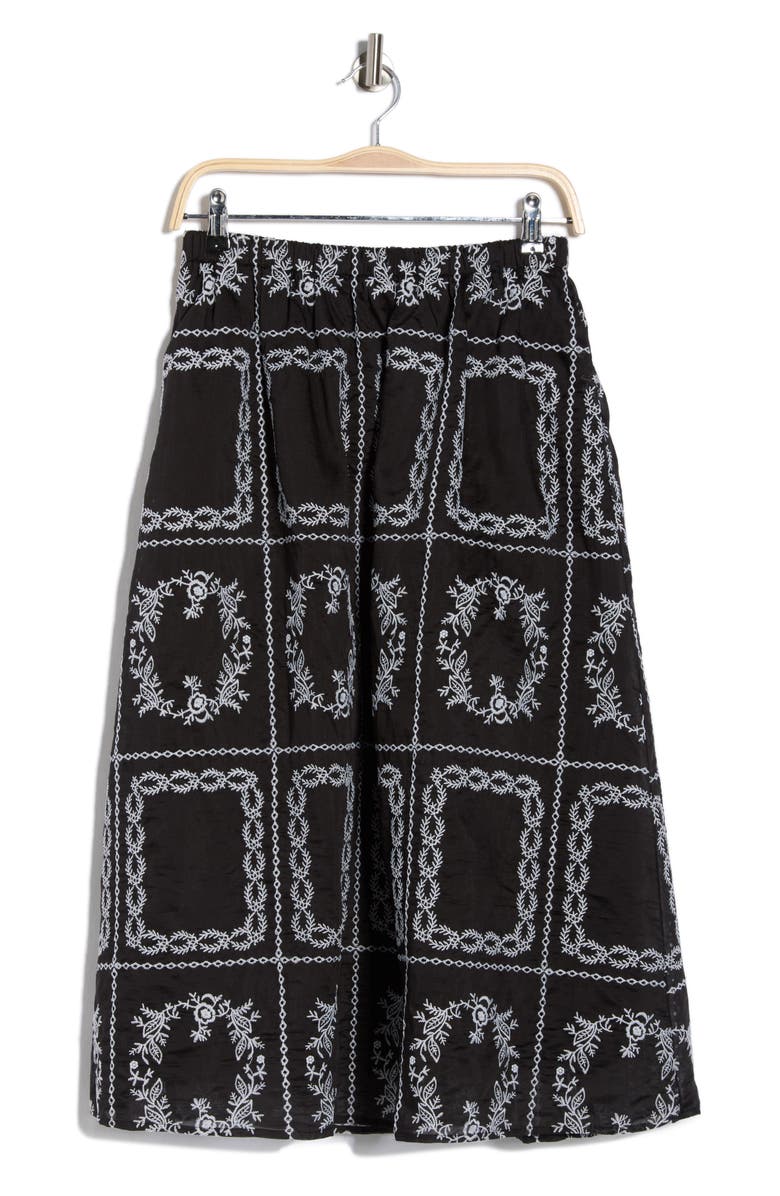 NSR Embroidered Midi Skirt, Main, color, Black/ White