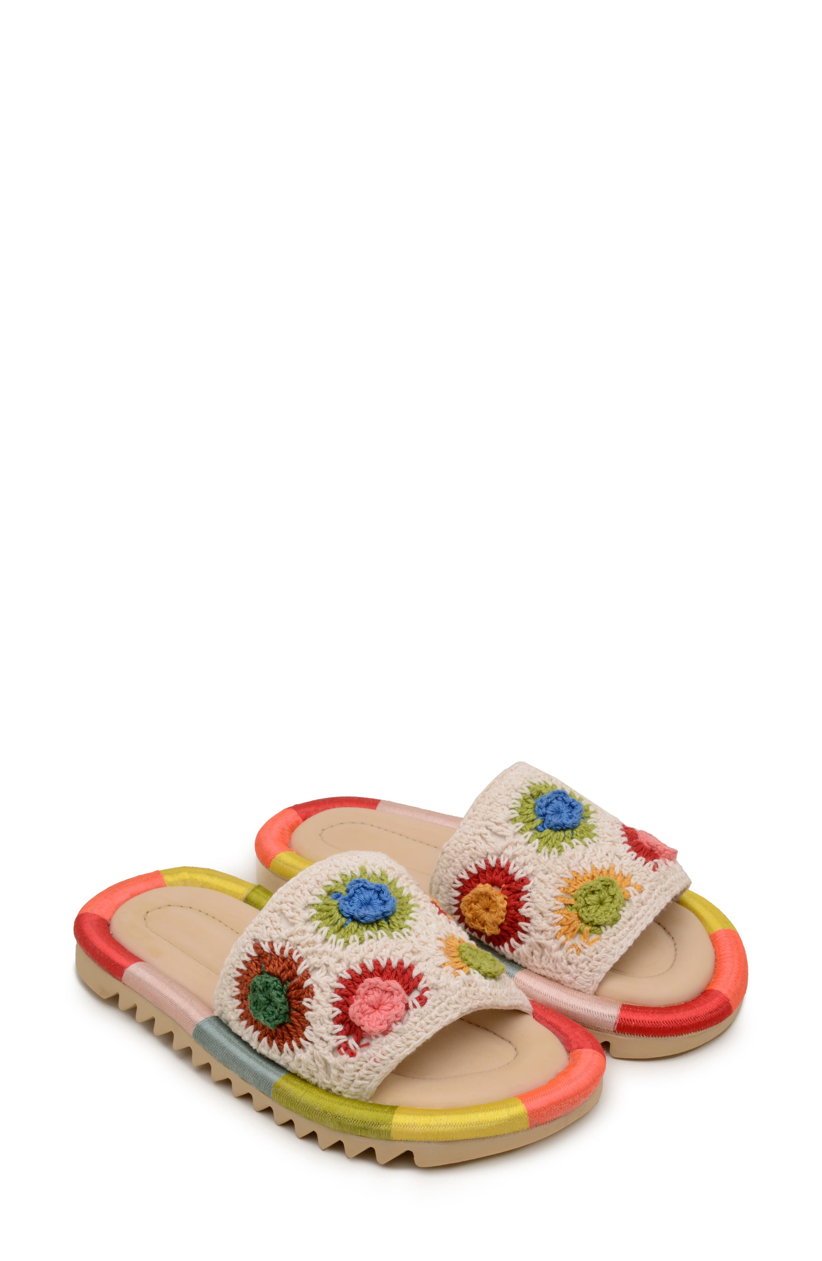 FARM Rio Sunset Crochet Slide Sandal, Main, color, 