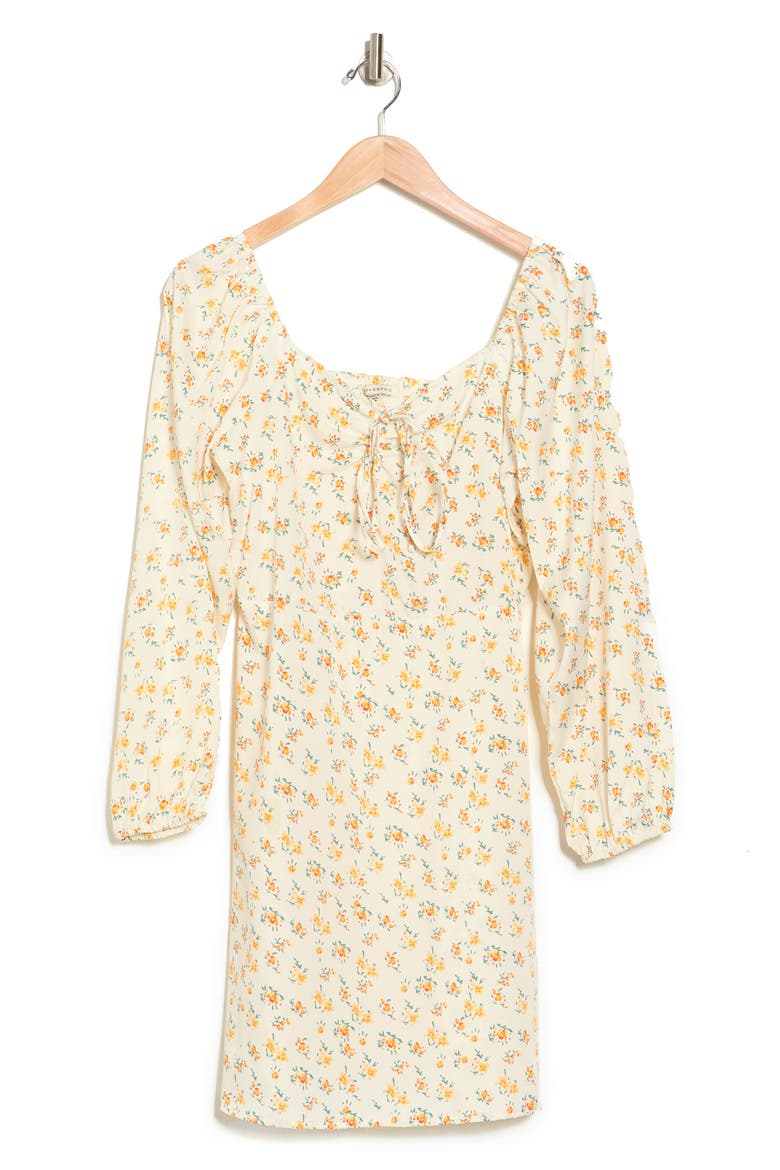 Printed Long Puff Sleeve A-Line Dress, Alternate, color, IVORY/ MULTI