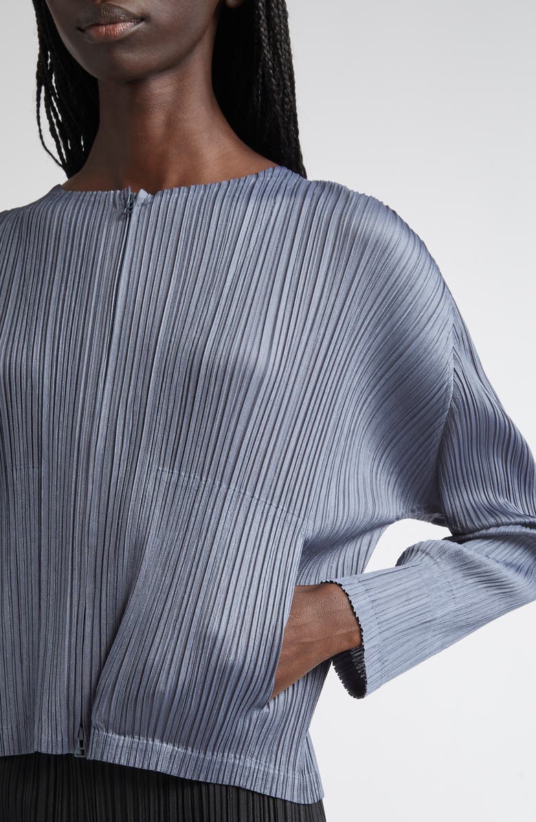 Pleats Please Issey Miyake Monthly Colors May Pleated Zip Front Top, Alternate, color, 