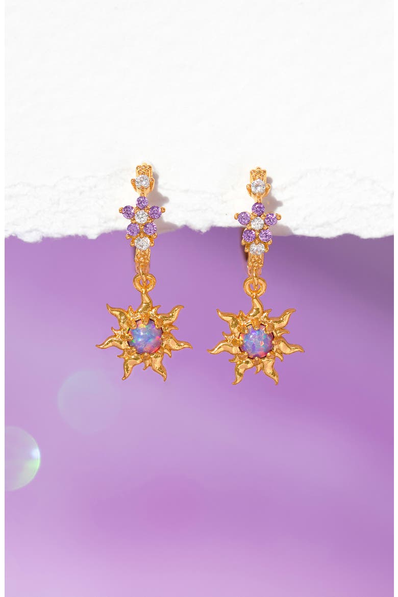 Disney Princess Tangled Hinge Hoop Earrings, Alternate, color, GOLD
