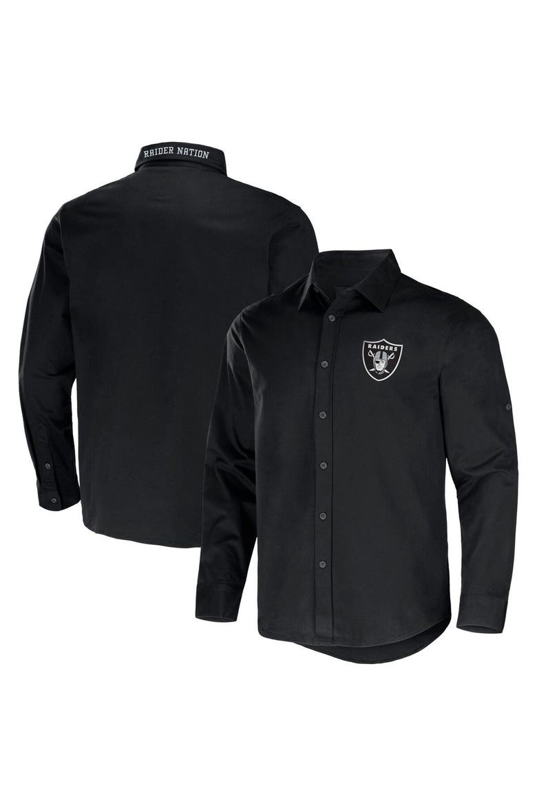 Men's NFL x Darius Rucker Collection by Fanatics Black Las Vegas Raiders Convertible Twill Long Sleeve Button-Up Shirt, Main, color, Black