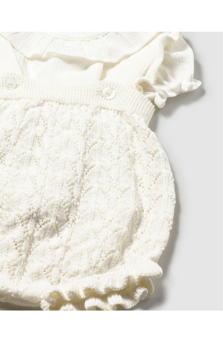 Mayoral Knitted Romper with Puff Sleeves, Alternate, color, White