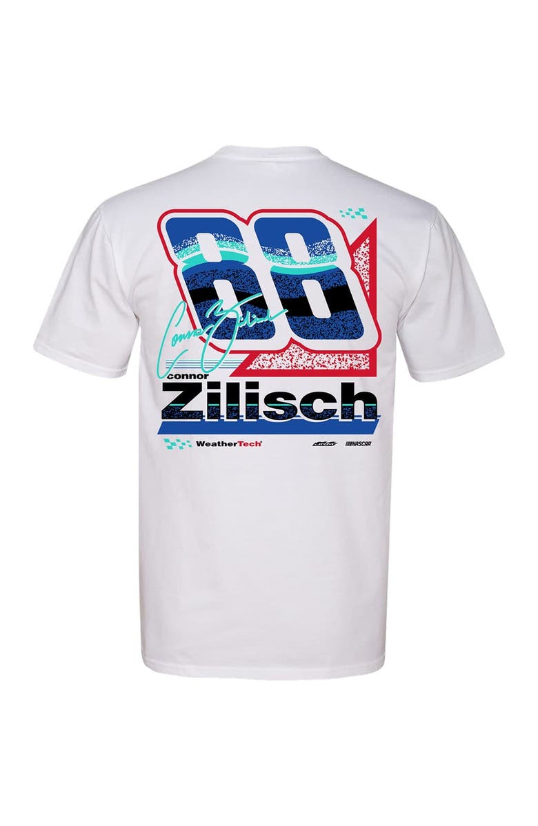 JR MOTORSPORTS OFFICIAL TEAM APPAREL Men's JR Motorsports Official Team Apparel White Connor Zilisch WeatherTech Car T-Shirt, Alternate, color, White