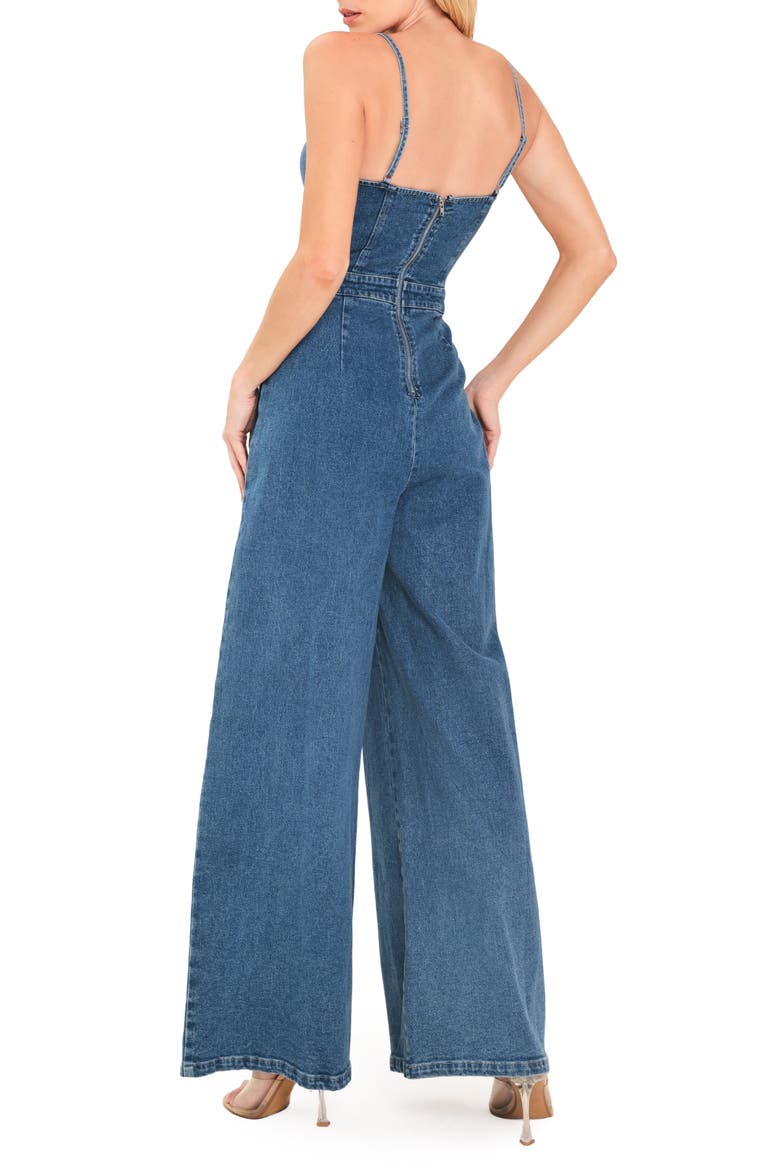 Denim Wide Leg Jumpsuit, Alternate, color, MEDIUM INDIGO
