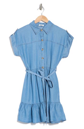 BLU PEPPER BLU PEPPER TIE WAIST DENIM DRESS