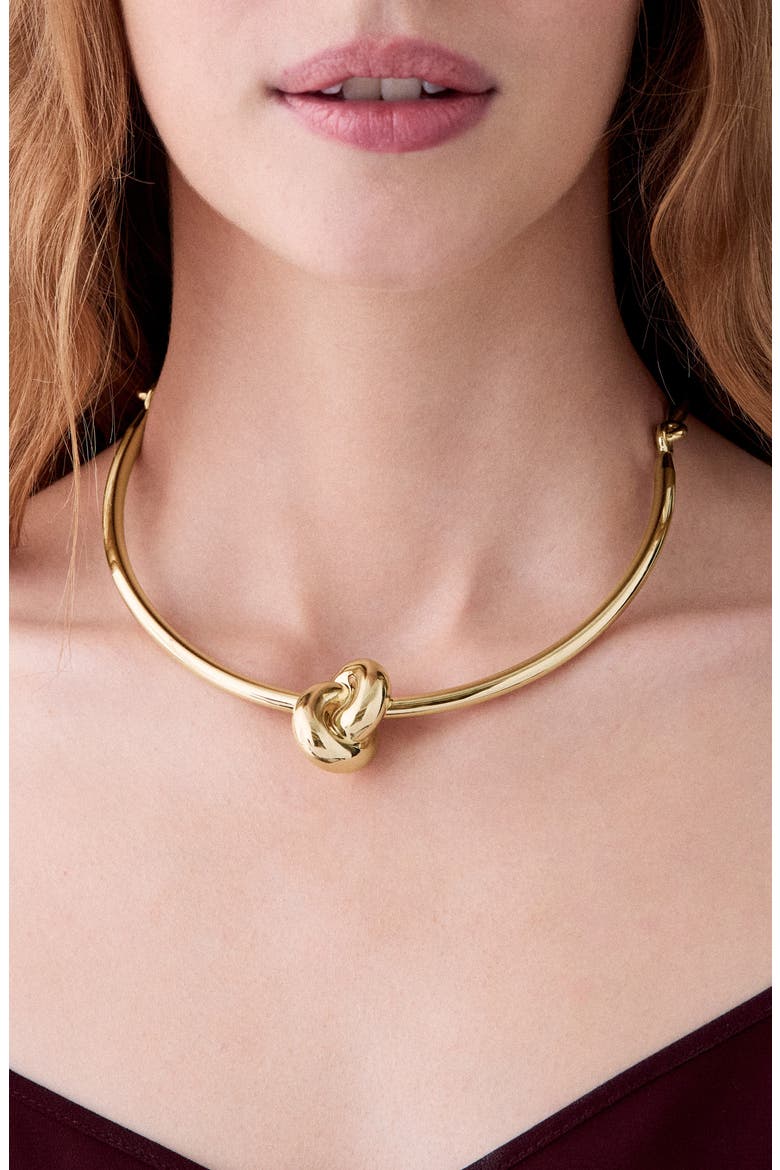 Knot Detail Collar Necklace, Alternate, color, GOLD