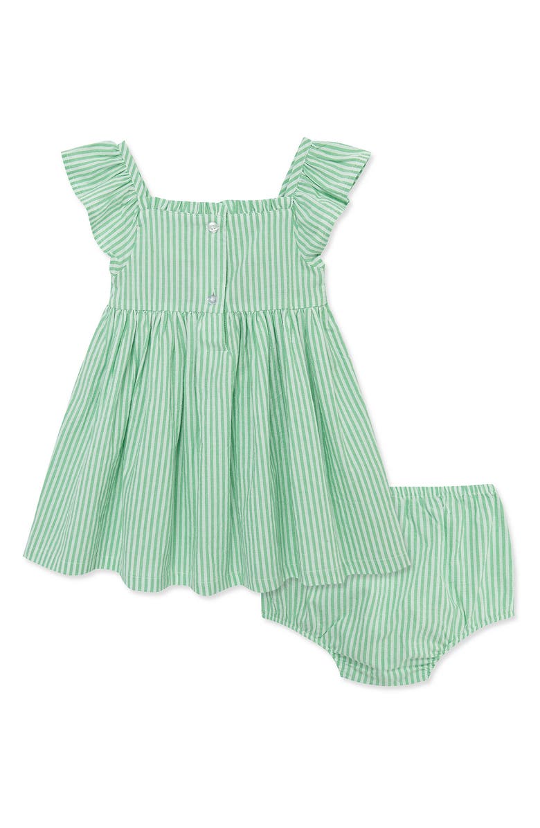 Little Me Kids' Embroidered Stripe Seersucker Sundress & Bloomers Set, Alternate, color, Green