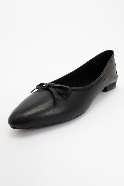 Forever & Always Shoes Ruby Leather Pointed Toe Flats In Black Leather