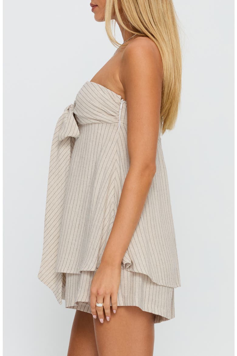 Jetsetter Stripe Strapless Romper, Alternate, color, BEIGE STRIPE