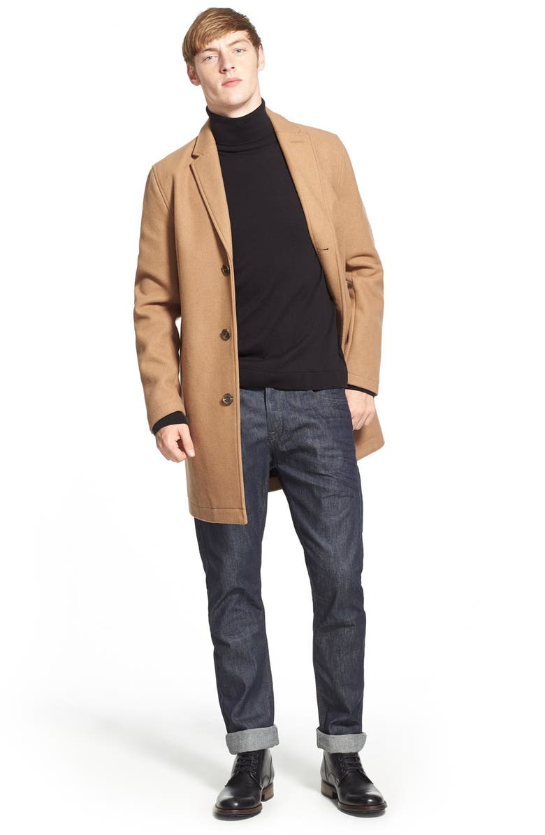 Topman Wool Blend Topcoat, Alternate, color, 