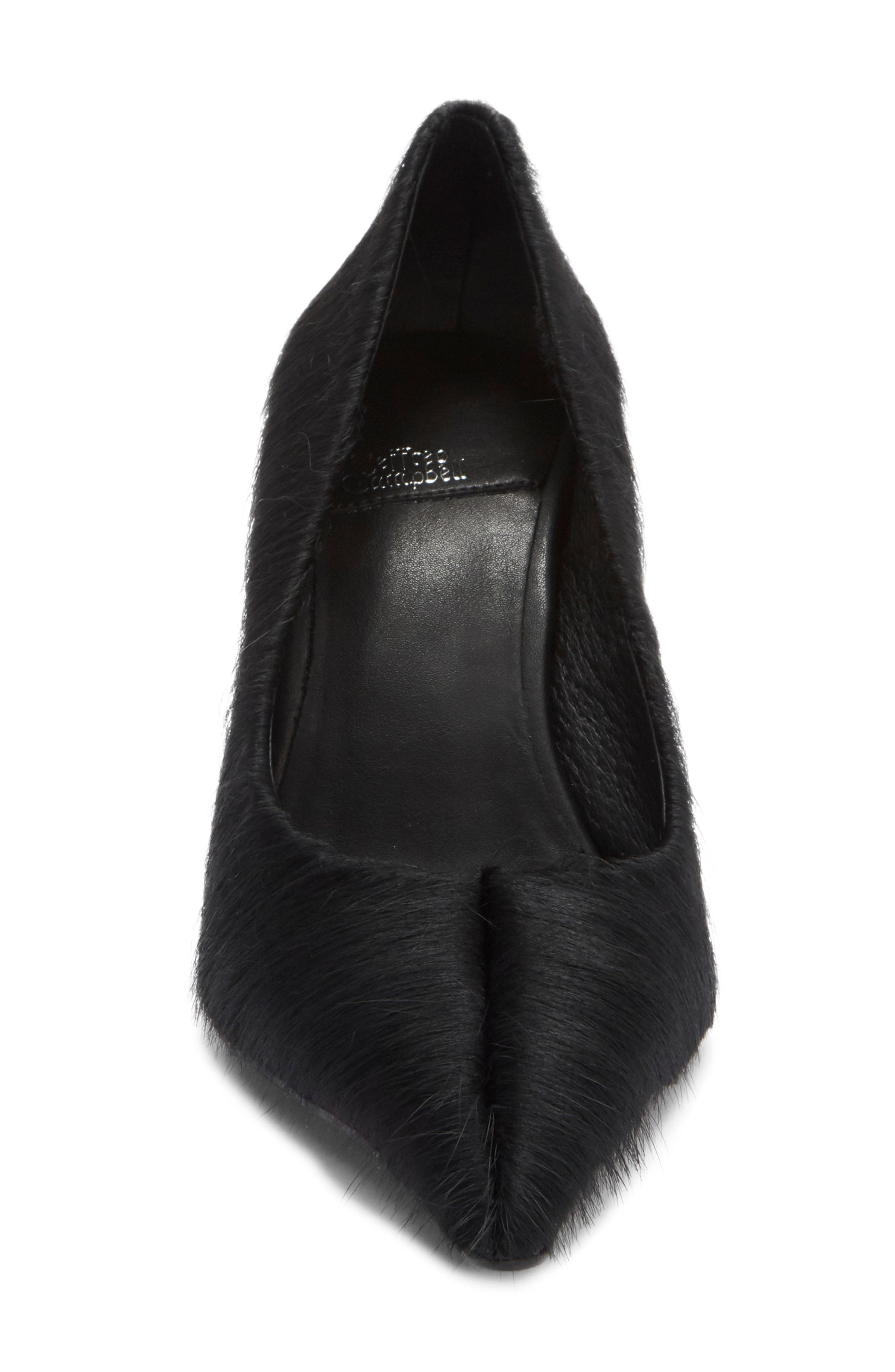 Jeffrey Campbell Genuine Calf Hair Pointed Toe Pump, Alternate, color, Black Longhair