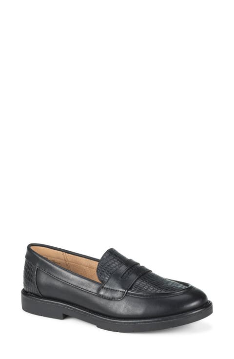 Calli Croc Embossed Faux Leather Loafer